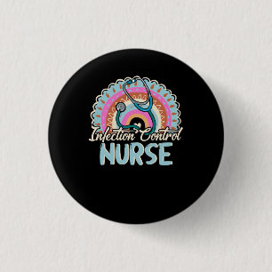 Kontrolle der Infektion Nurse Rainbow Retro Style  Button
