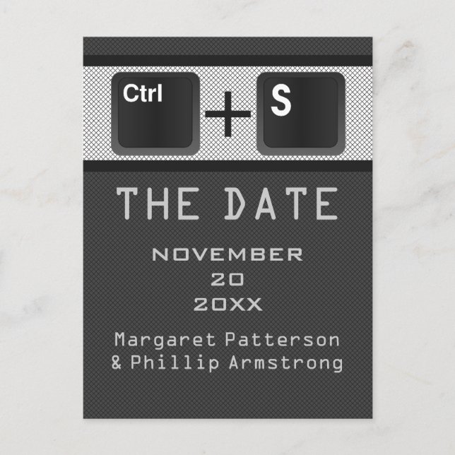 Kontrolle mit Computerschlüssel Save the Date Post Ankündigungspostkarte (Vorderseite)