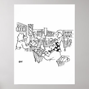 Kontrolle Verkehrsleuchten in einem Supermarkt Poster