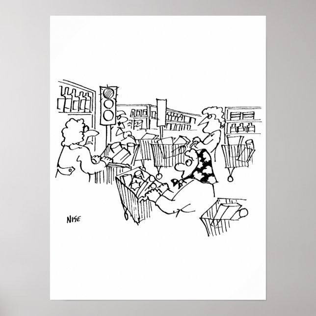 Kontrolle Verkehrsleuchten in einem Supermarkt Poster (Vorne)