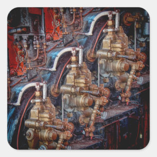 Kontrollen eines Aufklebers für den Motor einer Da Quadratischer Aufkleber