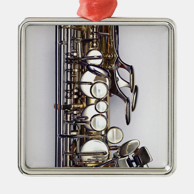 Kontrollen von Saxophone Silbernes Ornament (Vorne)