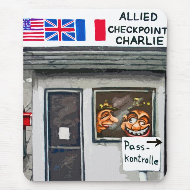 Kontrollpunkt Charlie, Berlin, Cartoon (ct) Mousepad (Vorne)