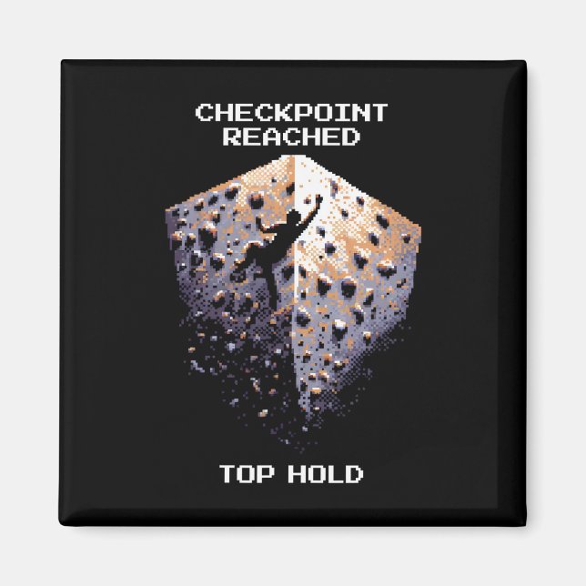 Kontrollpunkt erreicht – Pixelkunstdesign Klettern Magnet (Vorne)