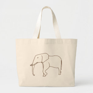 Kontur Art Zeichnend - Elefant, Stoffsäcke Jumbo Stoffbeutel