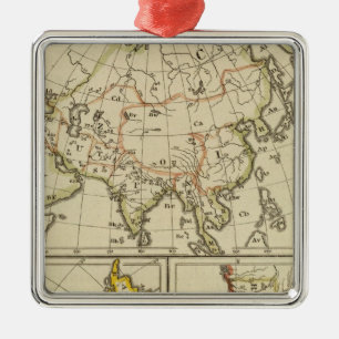 Kontur Asien, S Amerika, usw. Silbernes Ornament