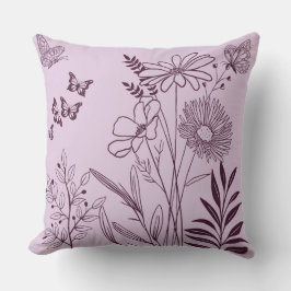 Kontur Ästhetische Blume und Schmetterlinge Kissen