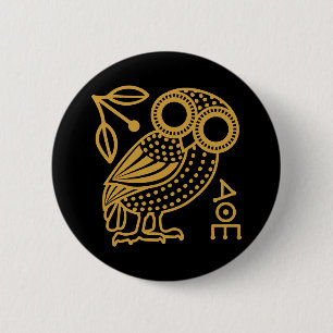 Kontur Athener Owl aus dem alten Griechischen Button