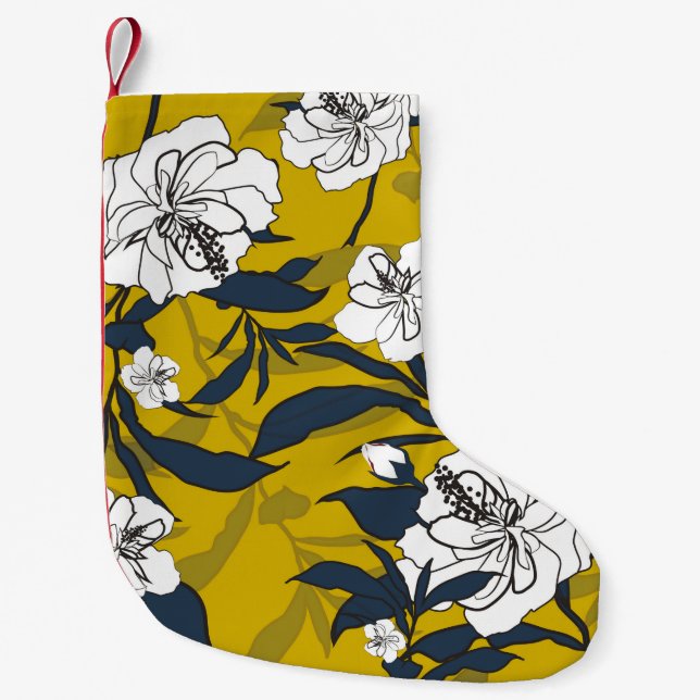 Kontur blühende Blume Vintage Illustration. Seam Kleiner Weihnachtsstrumpf (Vorderseite)