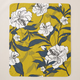 Kontur blühende Blume Vintage Illustration. Seam Sherpadecke