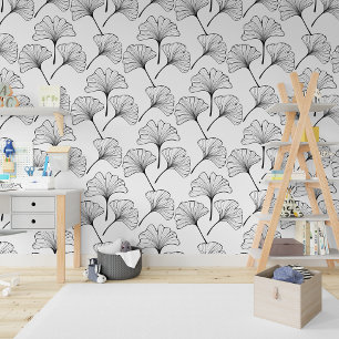Kontur Boho Ginkgo Biloba Blätter Tapete