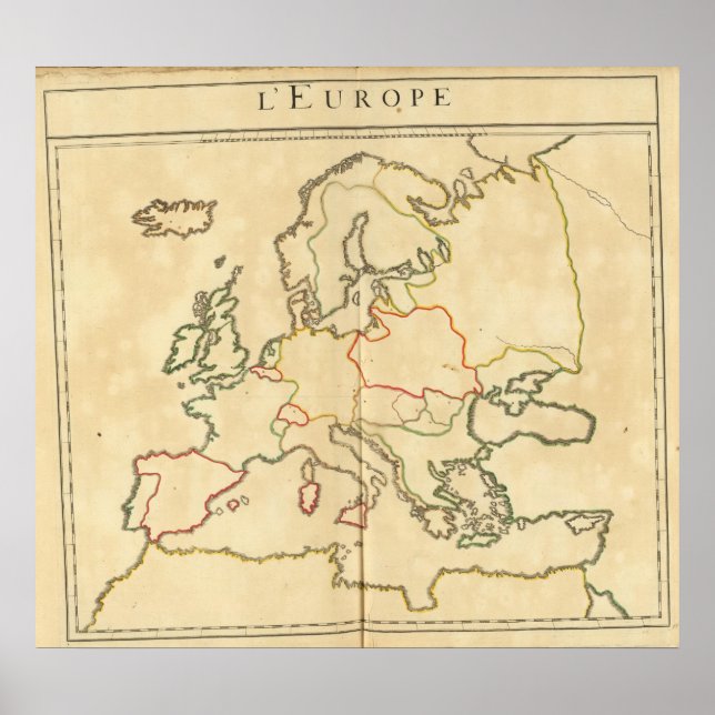 Kontur der Großstädte in Europa Poster (Vorne)