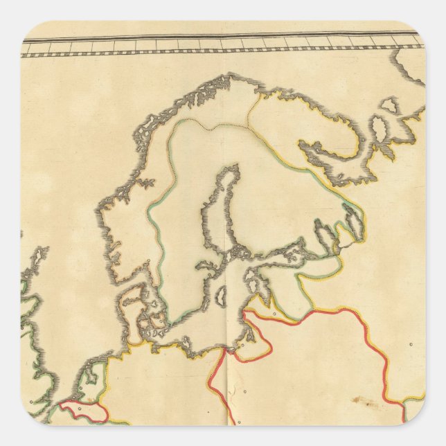 Kontur der Großstädte in Europa Quadratischer Aufkleber (Vorderseite)