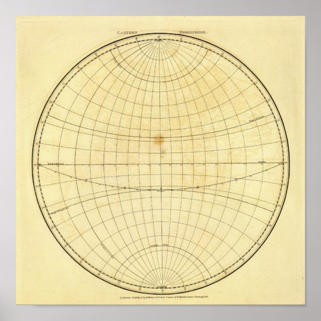 Kontur der östlichen Hemisphäre Poster (Vorne)