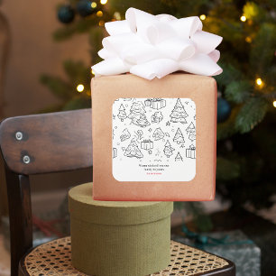 Kontur der Weihnachtsfarben Quadratischer Aufkleber