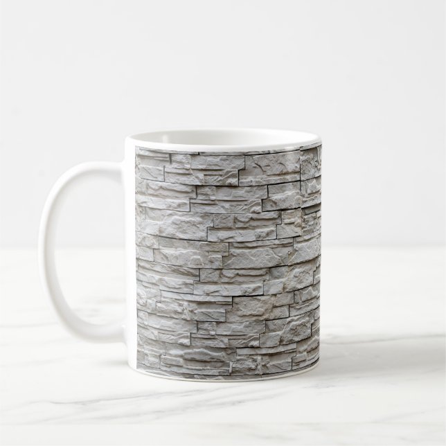 Kontur der weißen Ziegelmauer Kaffeetasse (Links)