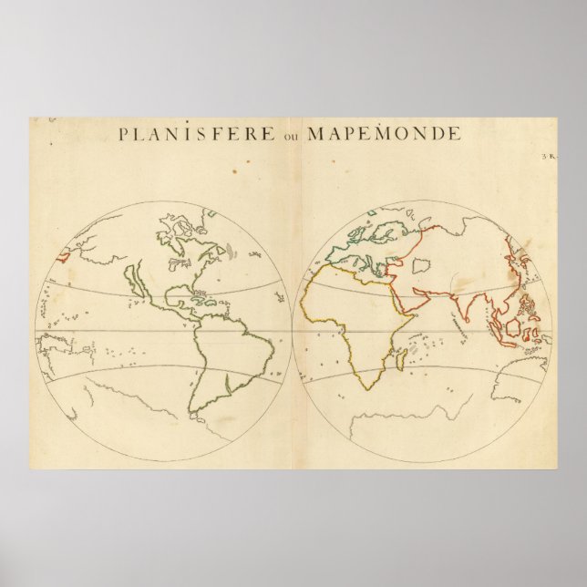 Kontur der Weltkarte Poster (Vorne)