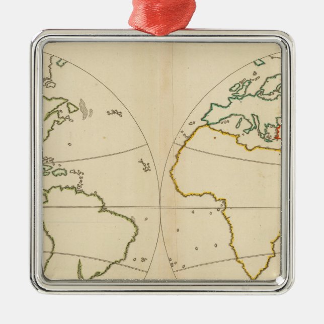 Kontur der Weltkarte Silbernes Ornament (Vorne)