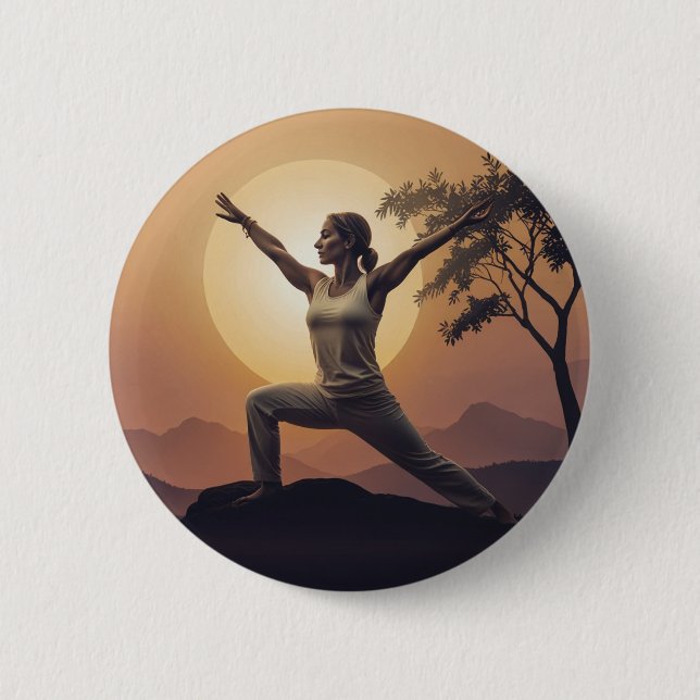 Kontur-Design für Serene Yoga-Posen Button (Vorderseite)