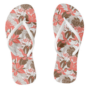 Kontur Hawaii Tropische Lilie und Protea Blumen Flip Flops