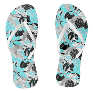 Kontur Hawaii Tropische Lilie und Protea Blumen Flip Flops