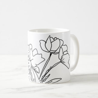 Kontur in Schwarzweiß-Blume Kaffeetasse