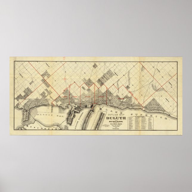 Kontur Karte von Duluth und Vororten Poster (Vorne)