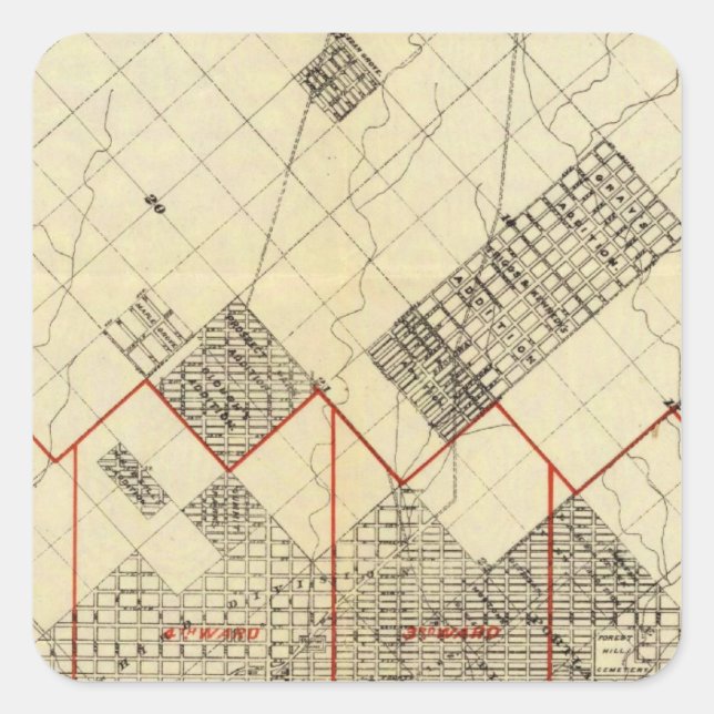 Kontur Karte von Duluth und Vororten Quadratischer Aufkleber (Vorderseite)