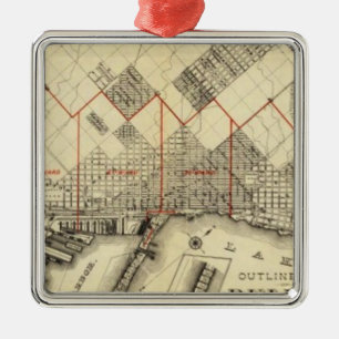 Kontur Karte von Duluth und Vororten Silbernes Ornament