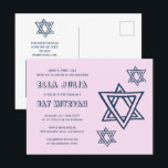KONTUR LETTER STAR DAVID Custom QR BAT Mitzvah Postkarte<br><div class="desc">Perfekte Postkarte, um eine Bar oder Fledermausmitzvah anzukündigen! Handgefertigte Kunst für Sie mit dem Stern von david Design auf der Vorderseite und QR-Code auf der Rückseite! Vollständig anpassbar! Klicken Sie auf "Personalisieren" oben, um den Text zu bearbeiten. Klicken Sie auf "Bearbeiten mit dem Design-Tool", um die Schriftart, Farben und Platzierungen...</div>