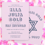 KONTUR LETTERS STAR DAVID Custom Bat Mitzvah Einladung<br><div class="desc">Perfekte Karte, um eine Bar oder Fledermausmitzvah anzukündigen! Handgemachte Kunst für Sie mit dem Stern von David auf der Vorder- und Rückseite! Vollständig anpassbar! Klicken Sie auf "Personalisieren" oben, um den Text zu bearbeiten. Klicken Sie auf "Bearbeiten mit dem Design-Tool", um die Schriftart, Farben und Platzierungen anzupassen und das Design...</div>