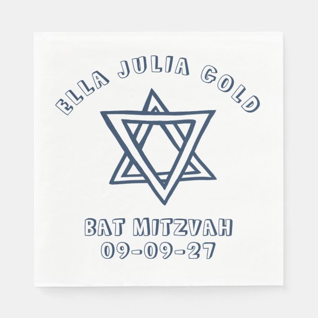 KONTUR LETTERS STAR DAVID Custom Bat Mitzvah Serviette (Vorderseite)