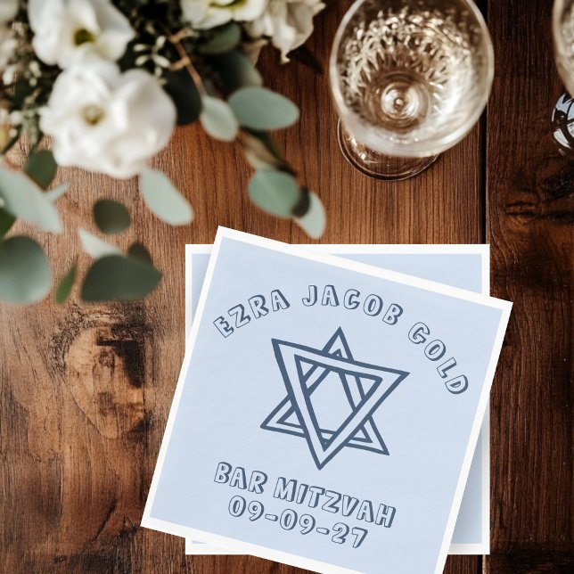KONTUR LETTERS STAR DAVID Custom Bat Mitzvah Serviette (OUTLINE LETTERS STAR of DAVID Custom Bat Mitzvah Napkins
)