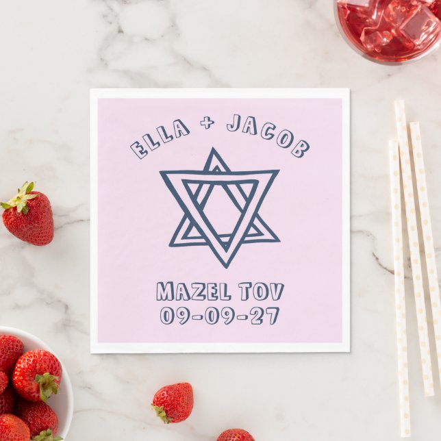 KONTUR LETTERS STAR DAVID Custom JEWISH Wedding Serviette (Beispiel)