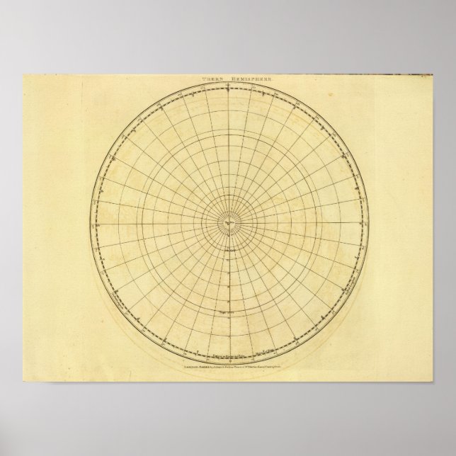 Kontur Nördliche Hemisphäre Poster (Vorne)