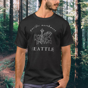 Kontur Seattle Skyline Pazifik Nordwestliche Kontu T-Shirt