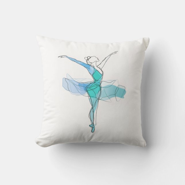 Kontur Stroke Dancing Green Blue Ballerina Dekorat Kissen (Vorderseite)