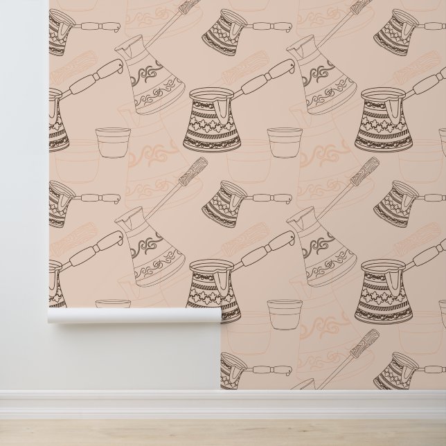 Kontur Türkischer Kaffee Elegantes Minimalistische Tapete (Anwendung)