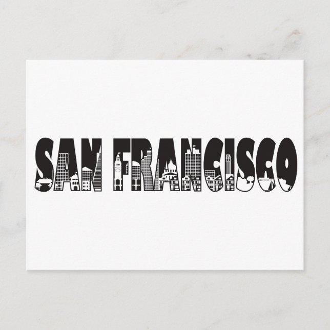 Kontur von San Francisco Postkarte (Vorderseite)