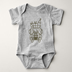 Kontur Weihnachtswagen Santa Auto Vorderansicht Baby Strampler