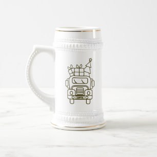 Kontur Weihnachtswagen Santa Auto Vorderansicht Bierglas