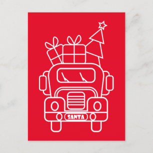 Kontur Weihnachtswagen Santa Auto Vorderansicht Feiertagspostkarte