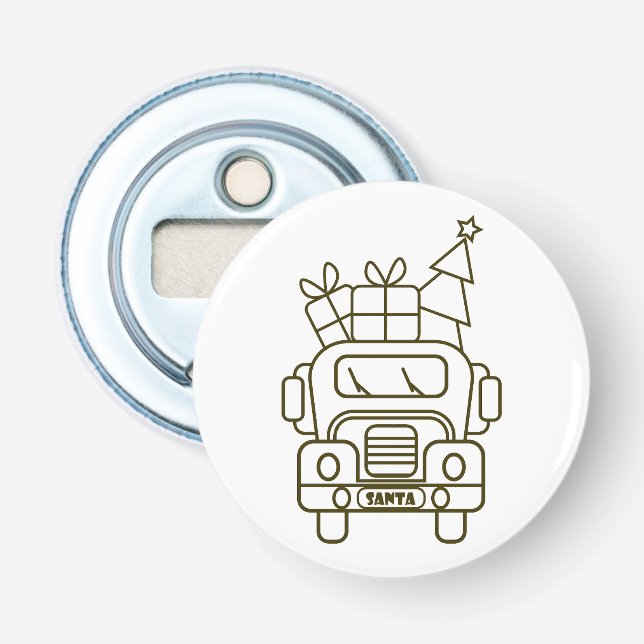 Kontur Weihnachtswagen Santa Auto Vorderansicht Flaschenöffner (Vorderseite)