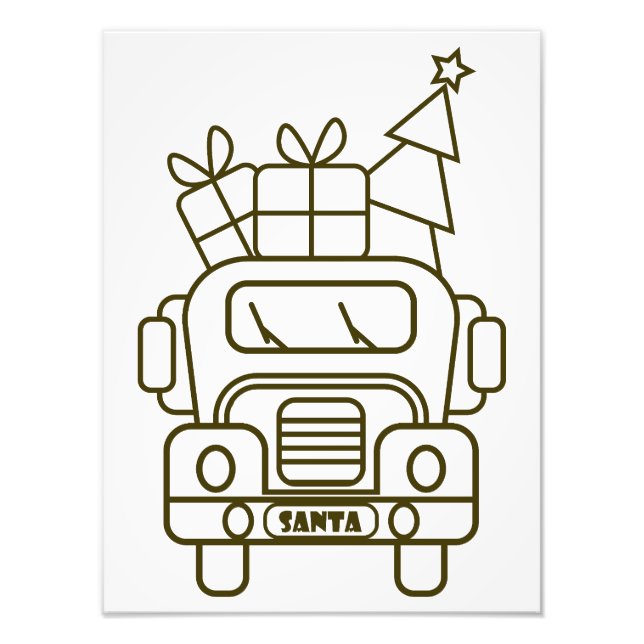 Kontur Weihnachtswagen Santa Auto Vorderansicht Fotodruck (Vorne)