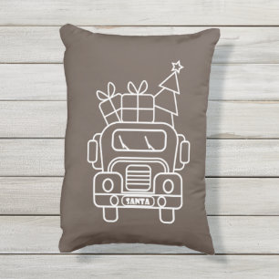 Kontur Weihnachtswagen Santa Auto Vorderansicht Kissen Für Draußen