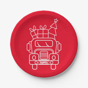 Kontur Weihnachtswagen Santa Auto Vorderansicht Pappteller