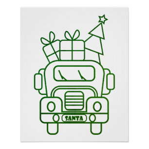 Kontur Weihnachtswagen Santa Auto Vorderansicht Poster