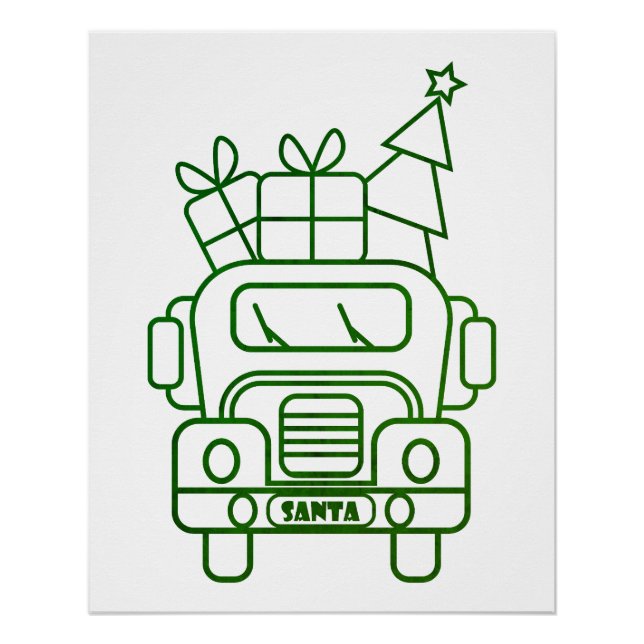 Kontur Weihnachtswagen Santa Auto Vorderansicht Poster (Vorderseite)