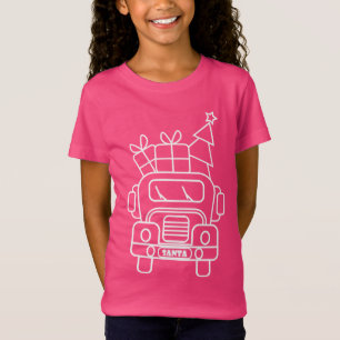 Kontur Weihnachtswagen Santa Auto Vorderansicht T-Shirt