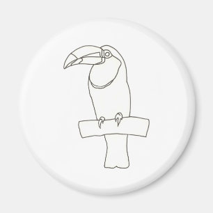 Kontur zeichn eines Toucan-Vogels auf Ast Magnet